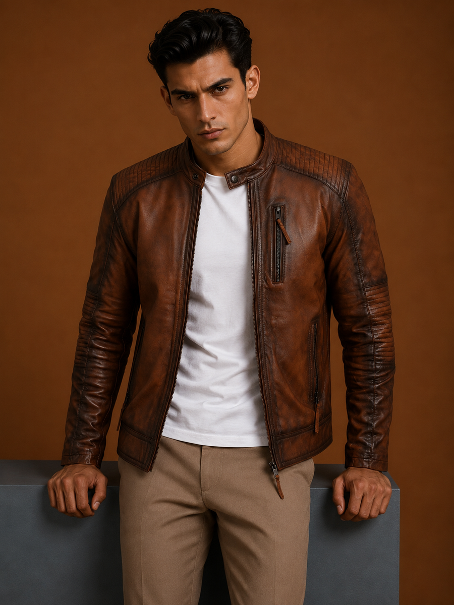 Bobby Numero Brown Leather Jacket - Image 1