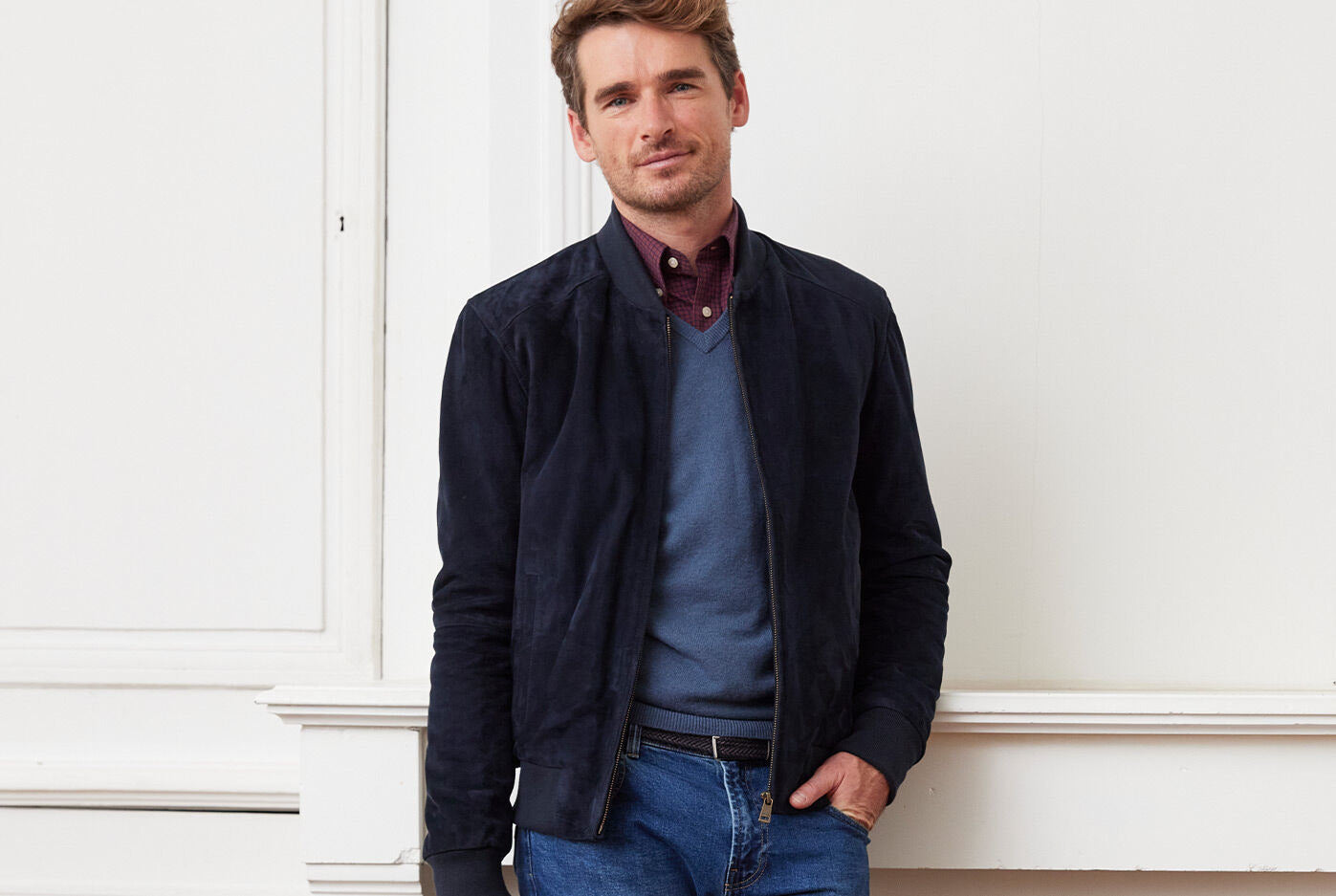 Shane Black Suede Bomber Jacket