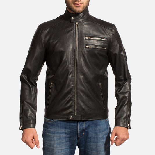 Onyx Black Leather Biker Jacket