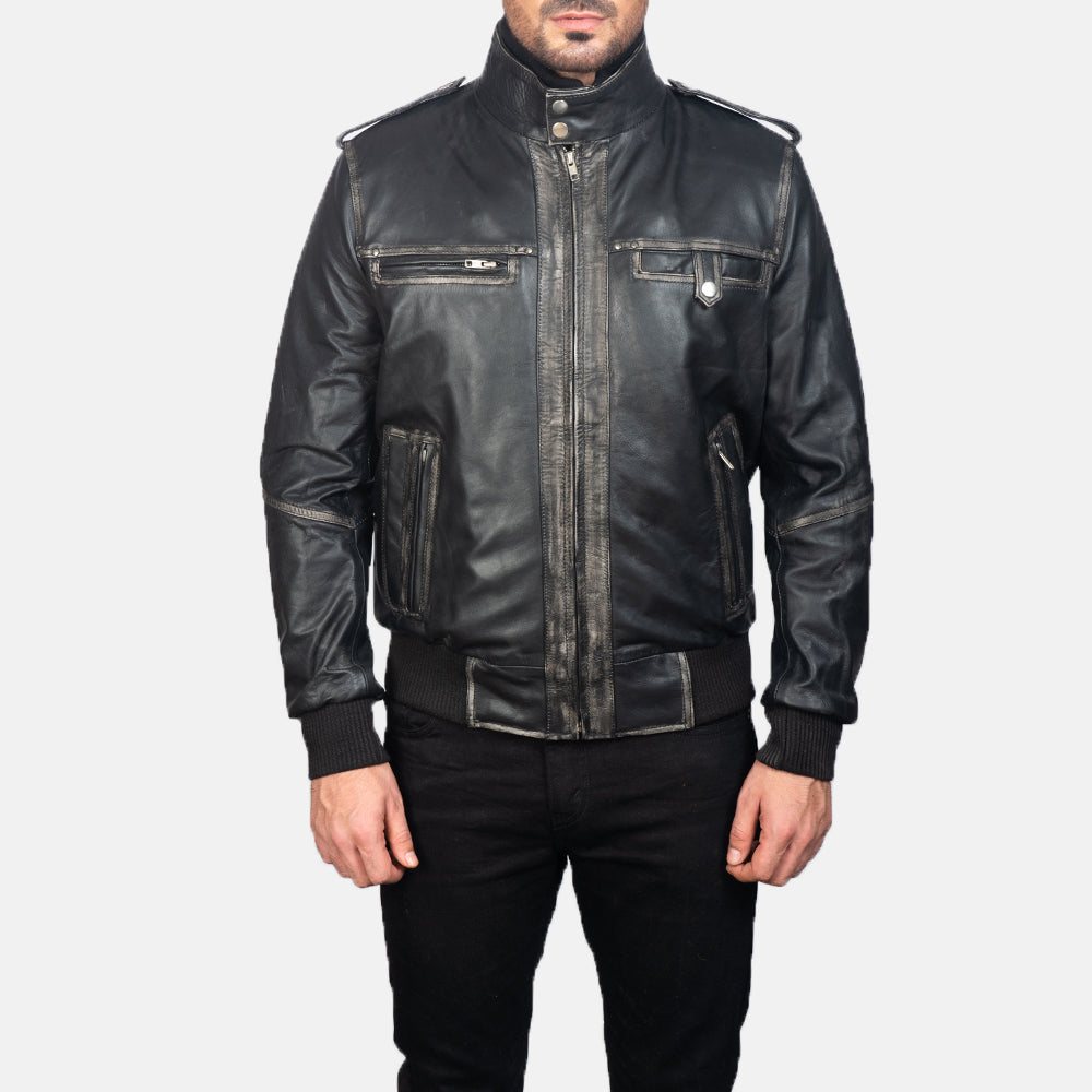Glen Street Leather Bomber Jacket
