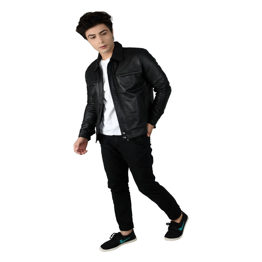 Saren Black Leather Jacket