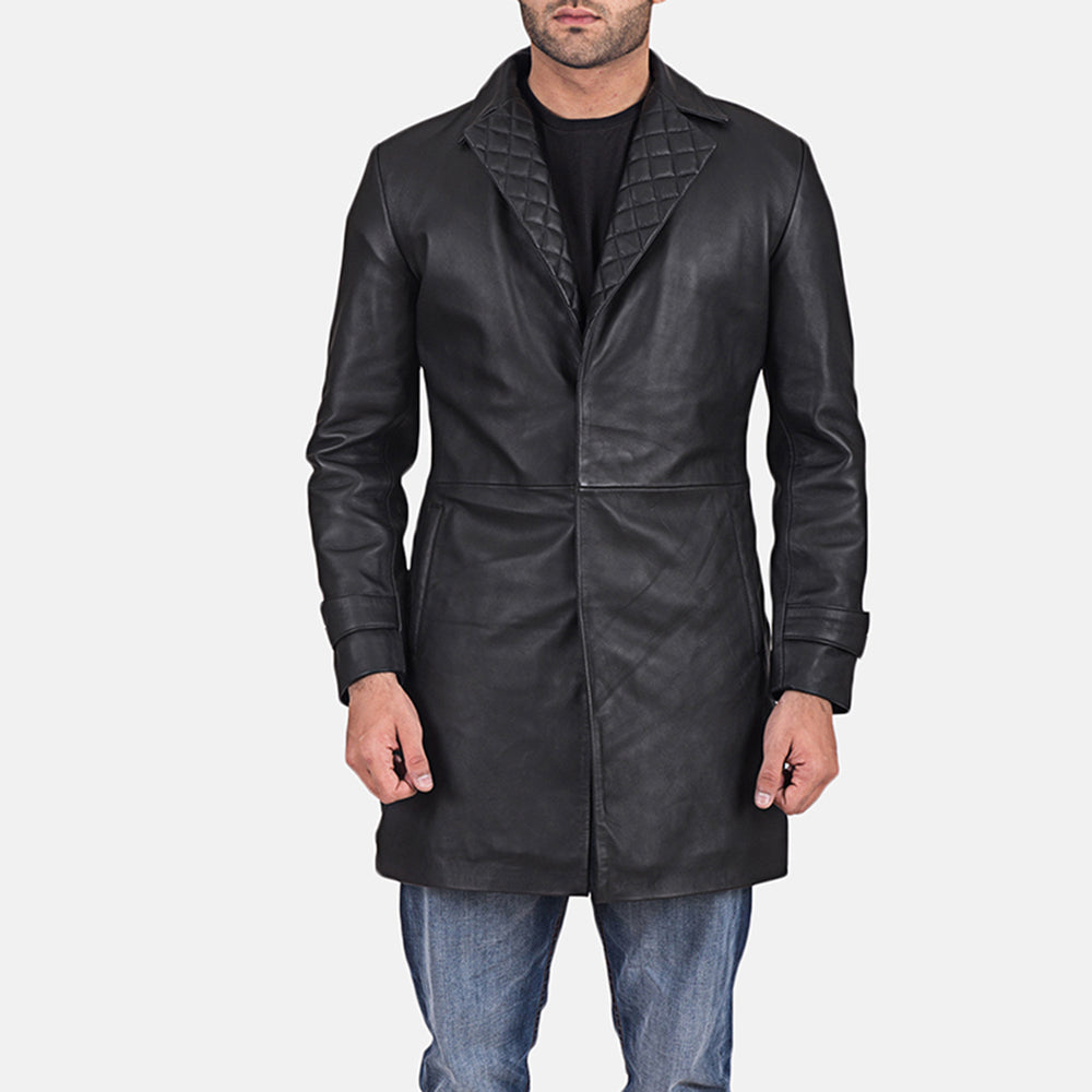 Black Leather Coat (L)