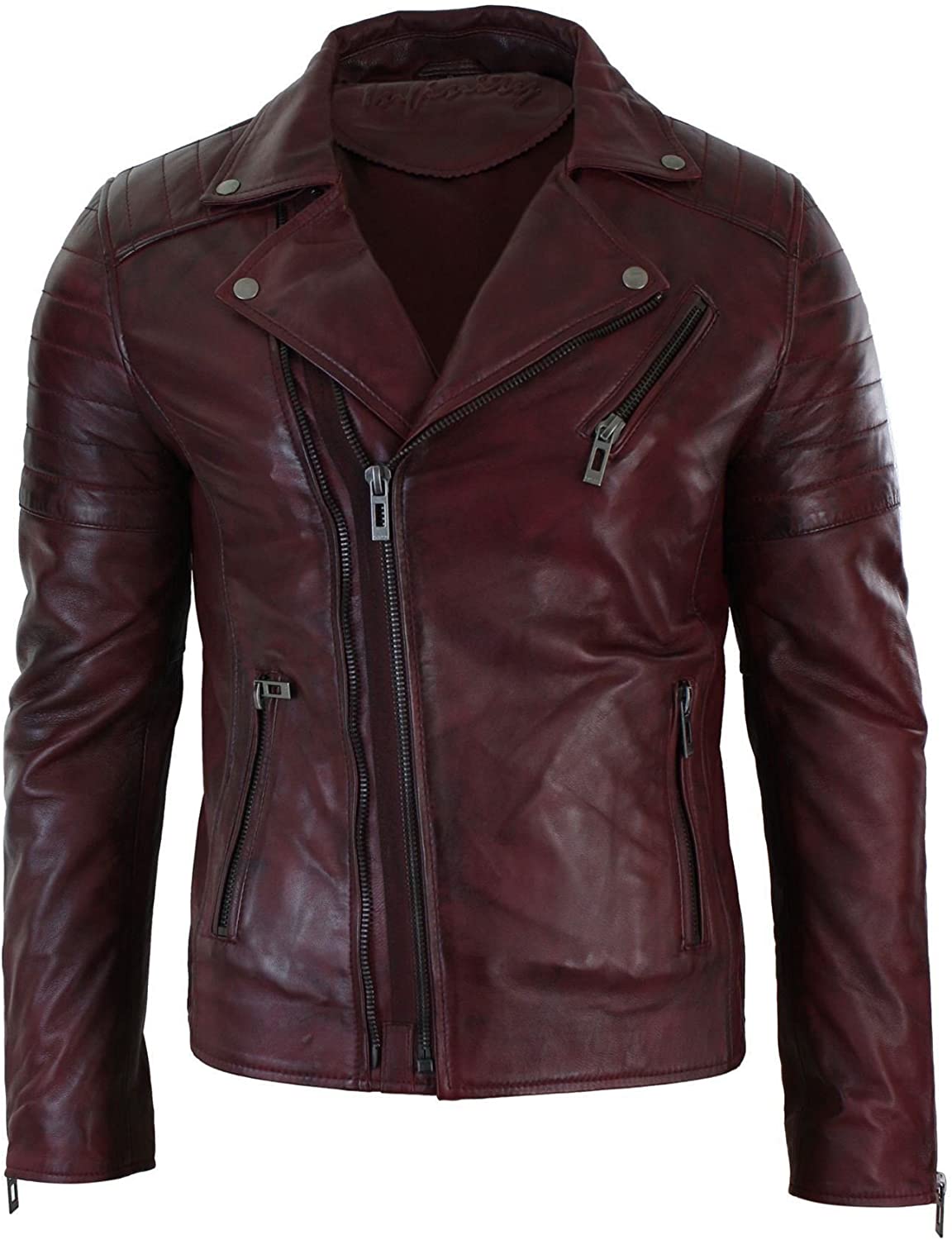 Sadens cherry Leather Biker Jacket