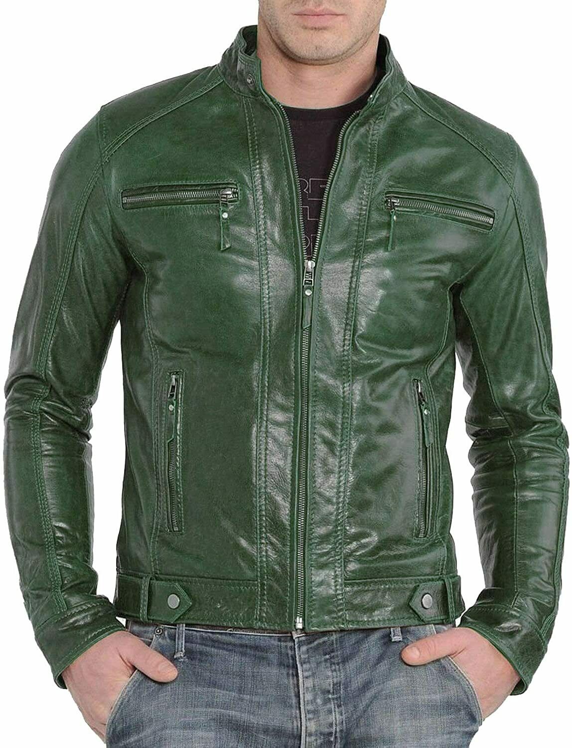 Bumper Green Leather Jacket - Main Image
