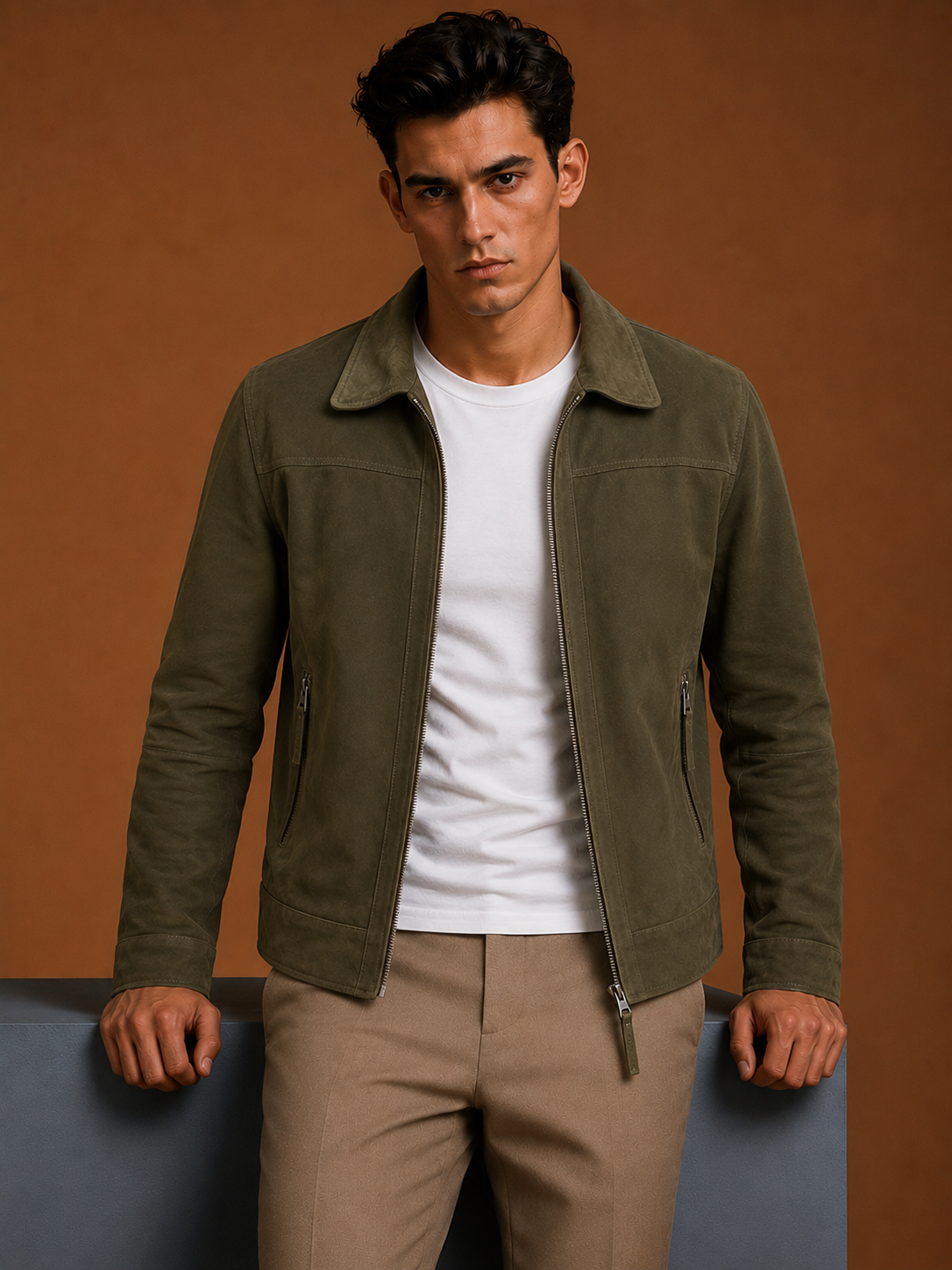 Suede Solid Leather Biker Jacket