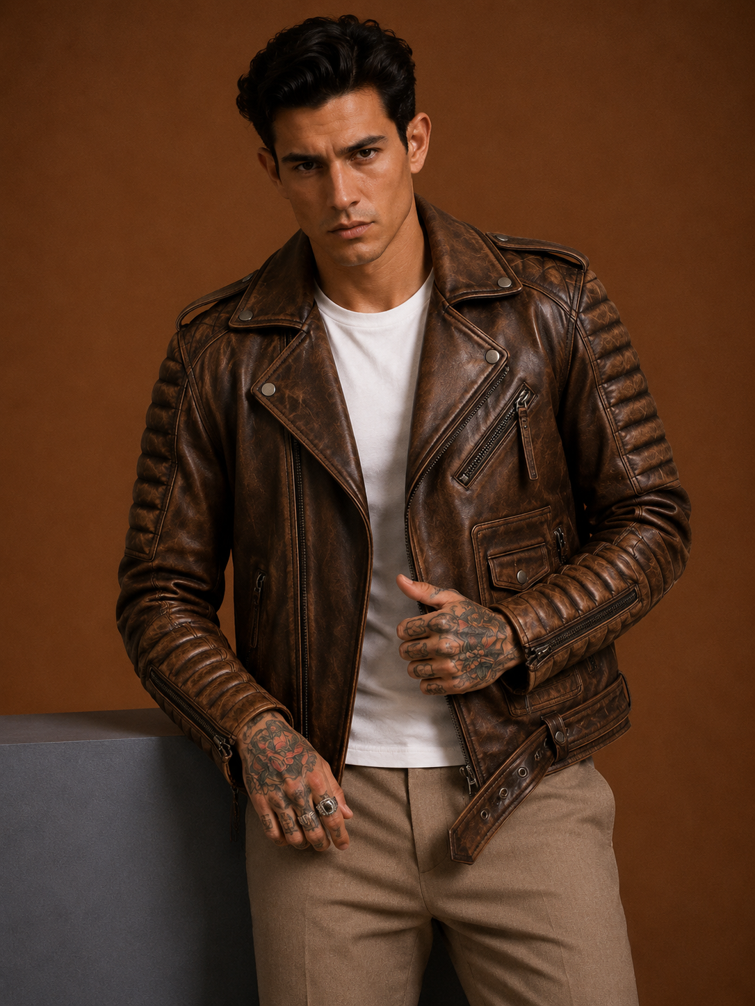 Blaq Motorcycle Leather Biker Jacket