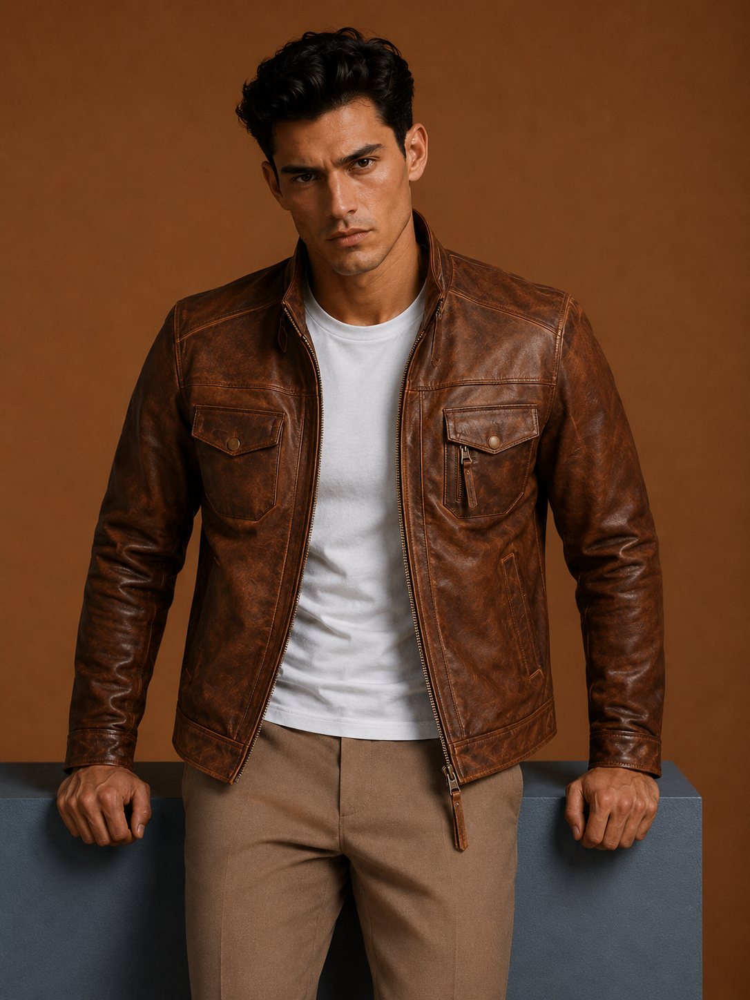 Edinburgh Tan Brown Leather jacket