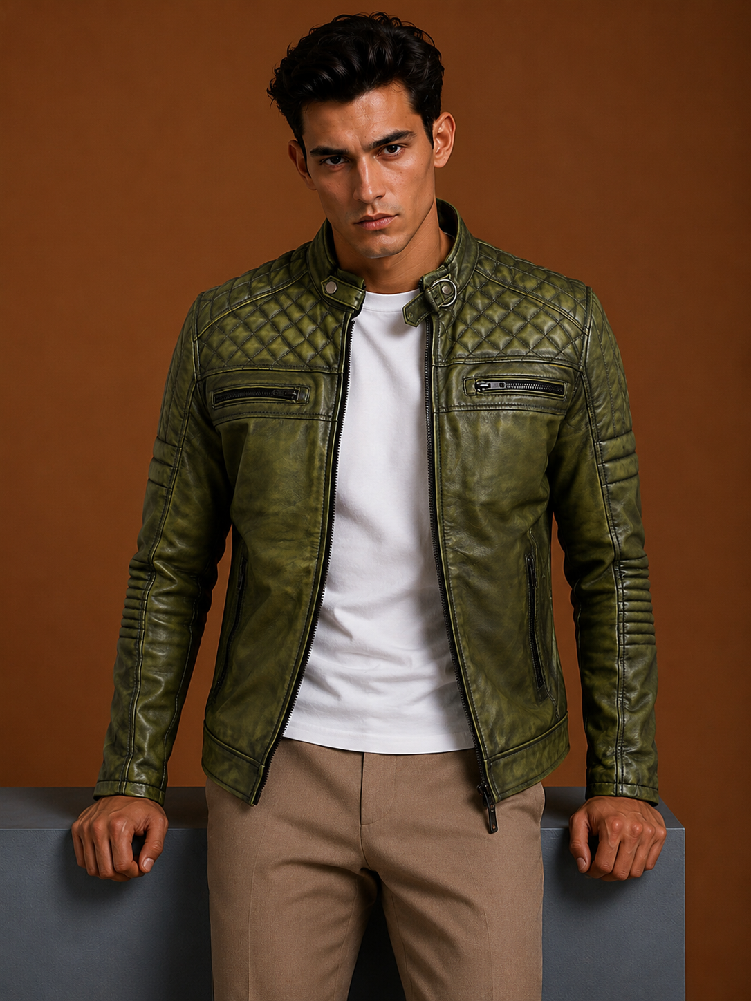 Quilted Leather Biker Jacket