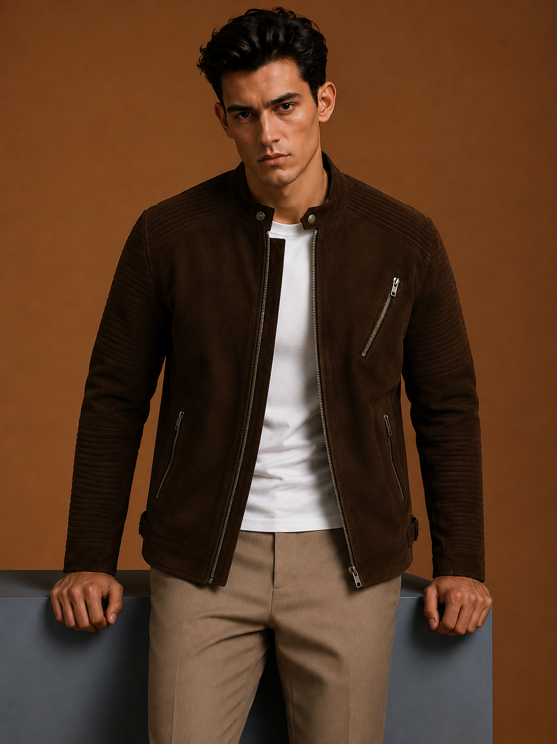 Saint Suede Leather Biker Jacket