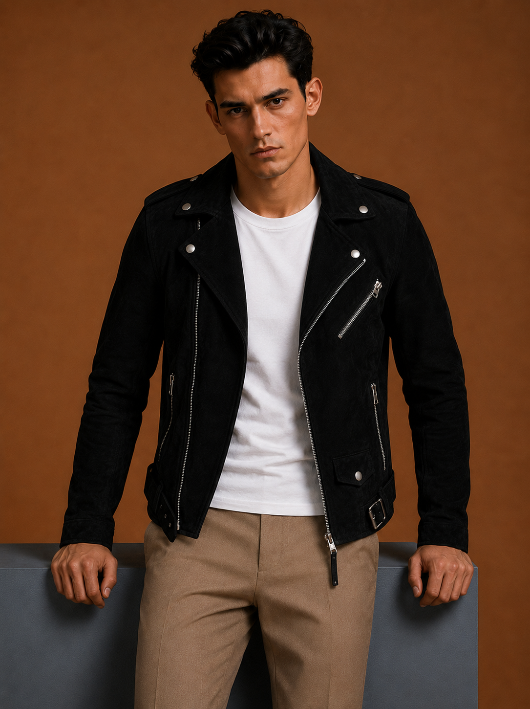 Renot Black Suede Leather Jacket