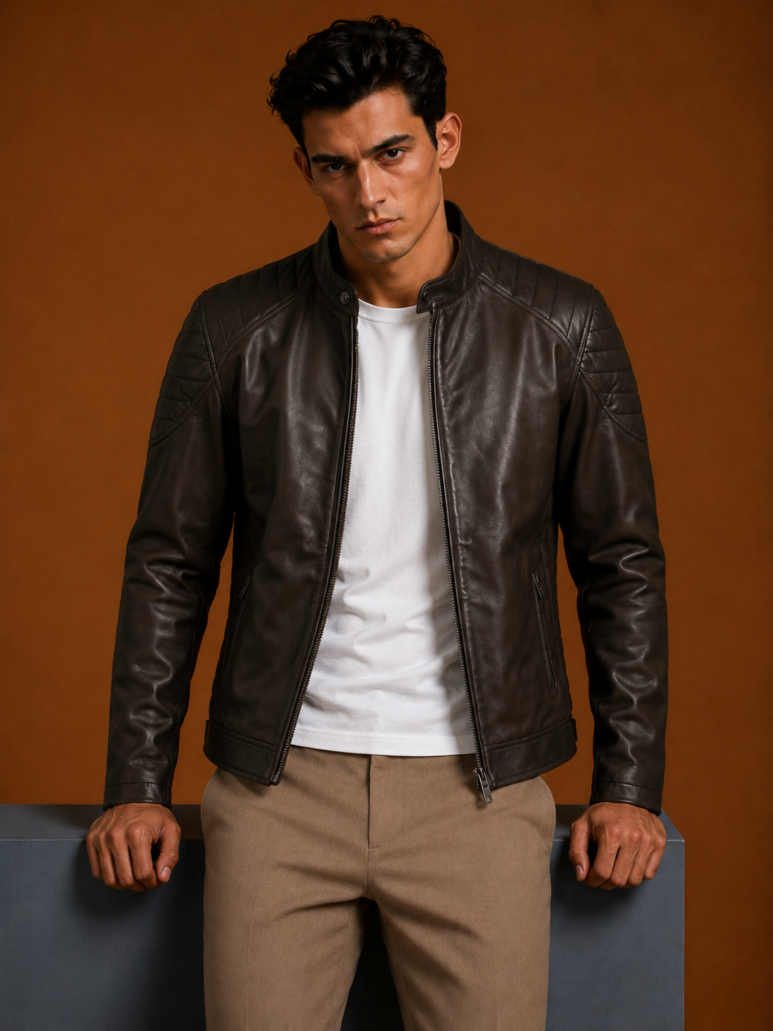 Mution Brown Leather Jacket