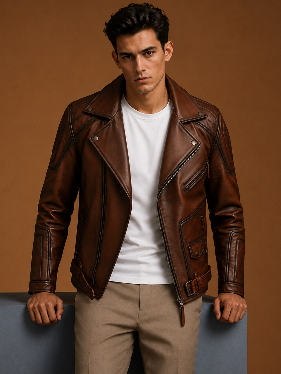 Cuban Leather Biker Jacket