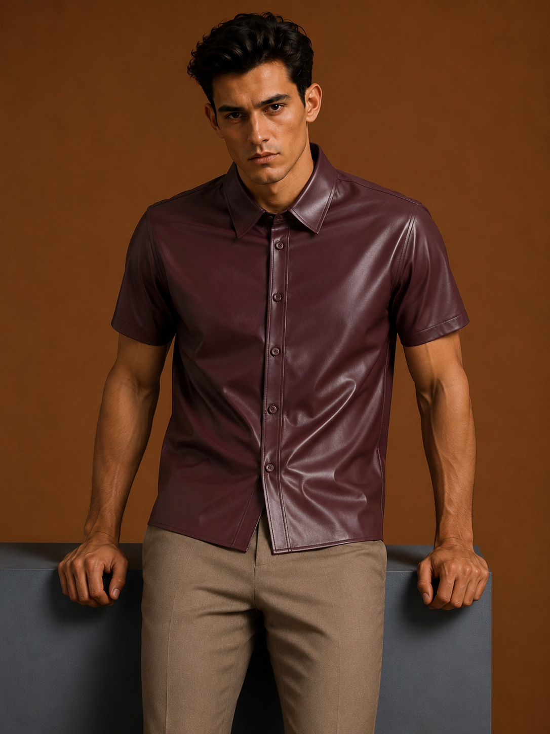 Half Leather Shirt