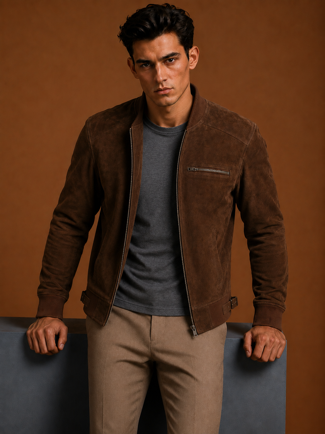 Formal Suede Bomber Jacket