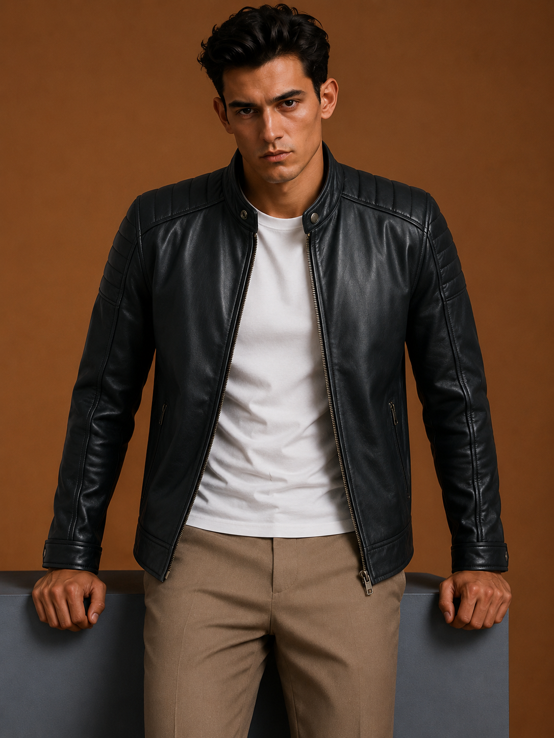 Termal Green Leather Jacket
