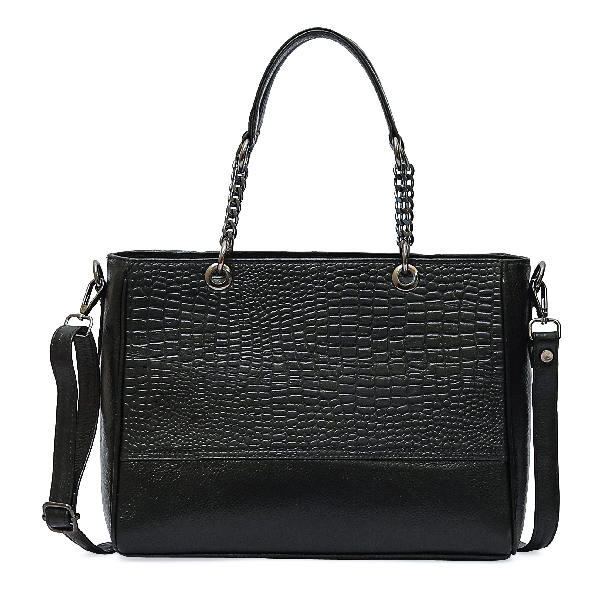 Elegant Leather Handbag with Chain Handles