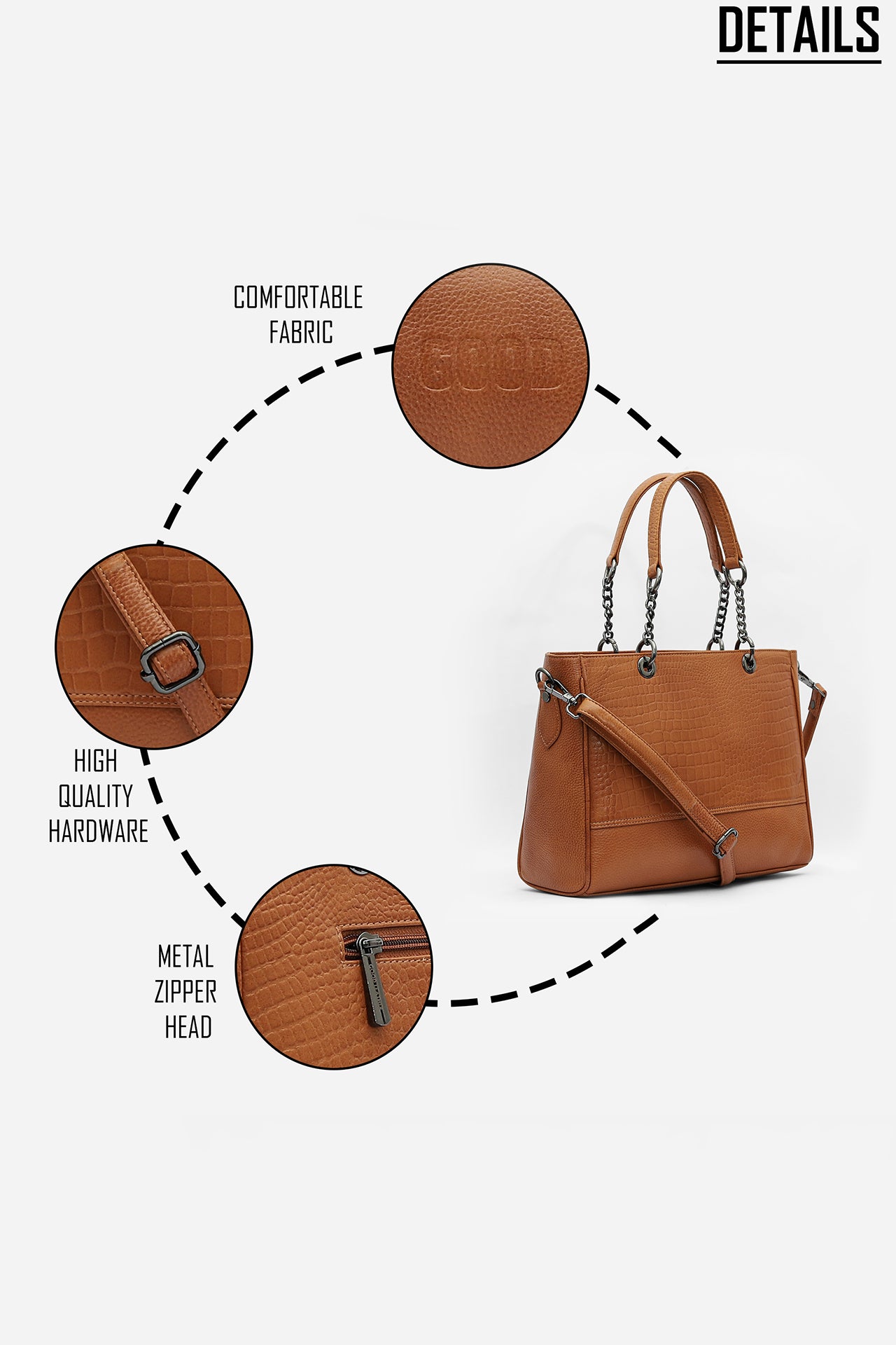 Elegant Leather Handbag with Chain Handles