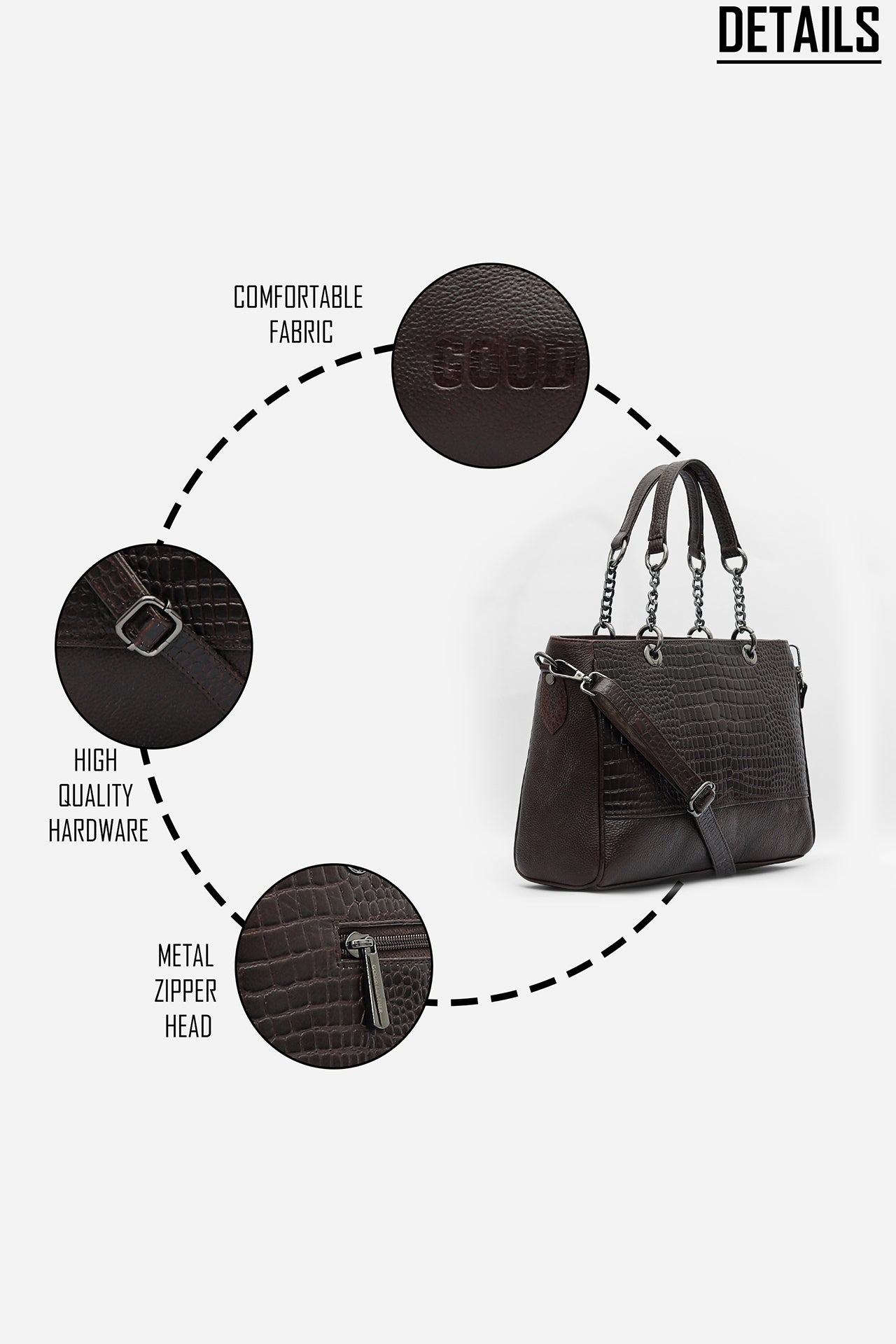 Elegant Leather Handbag with Chain Handles