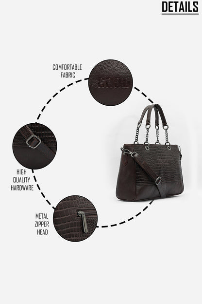 Elegant Leather Handbag with Chain Handles