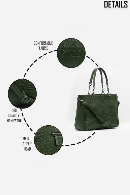 Elegant Leather Handbag with Chain Handles