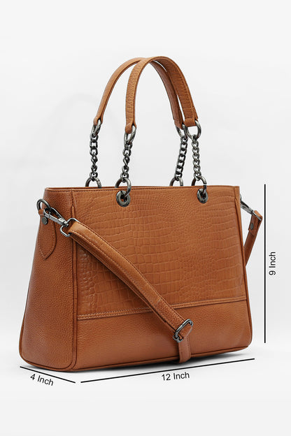 Elegant Leather Handbag with Chain Handles