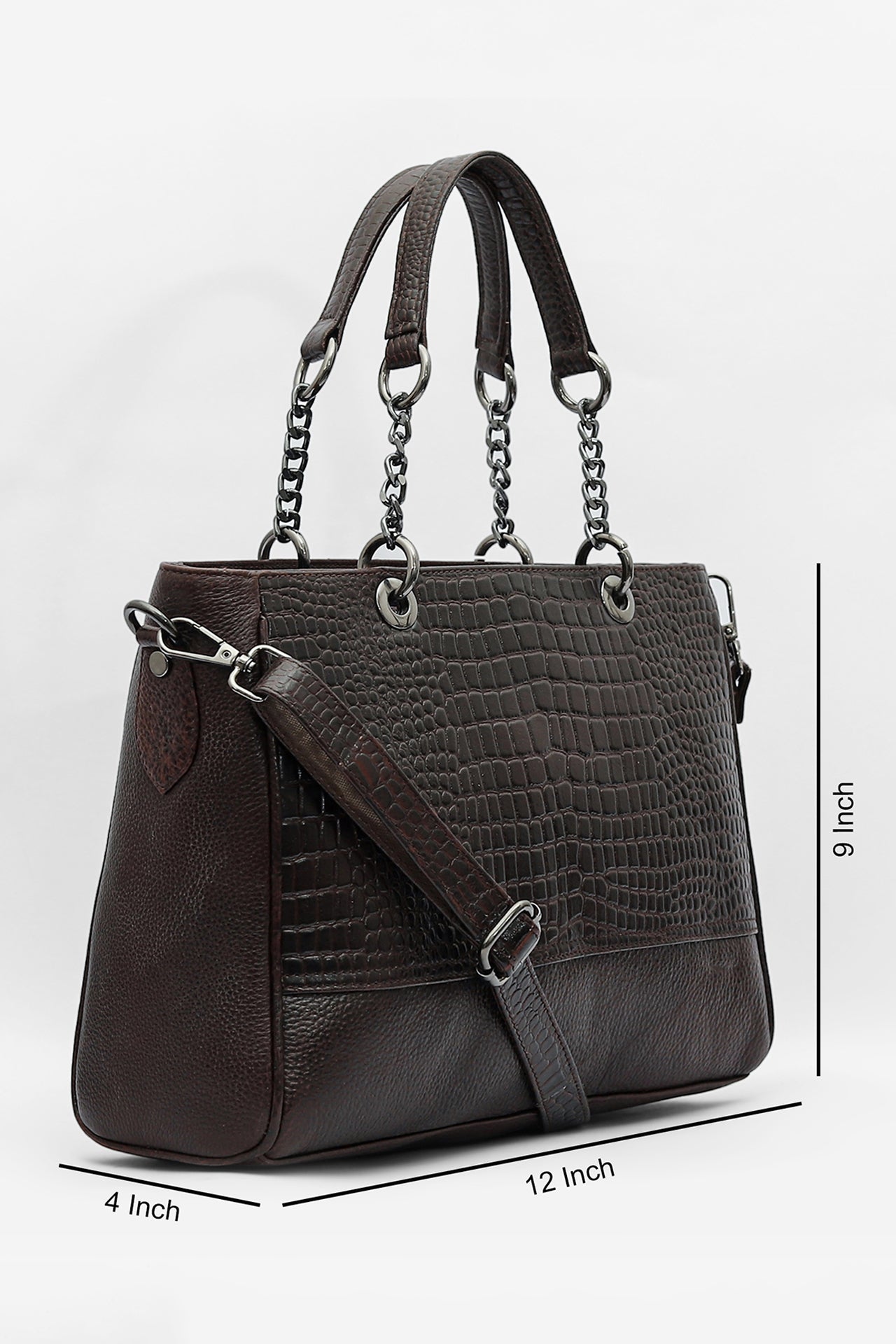 Elegant Leather Handbag with Chain Handles
