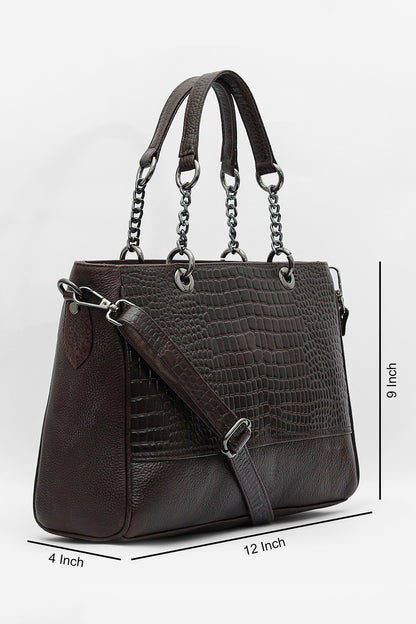 Elegant Leather Handbag with Chain Handles
