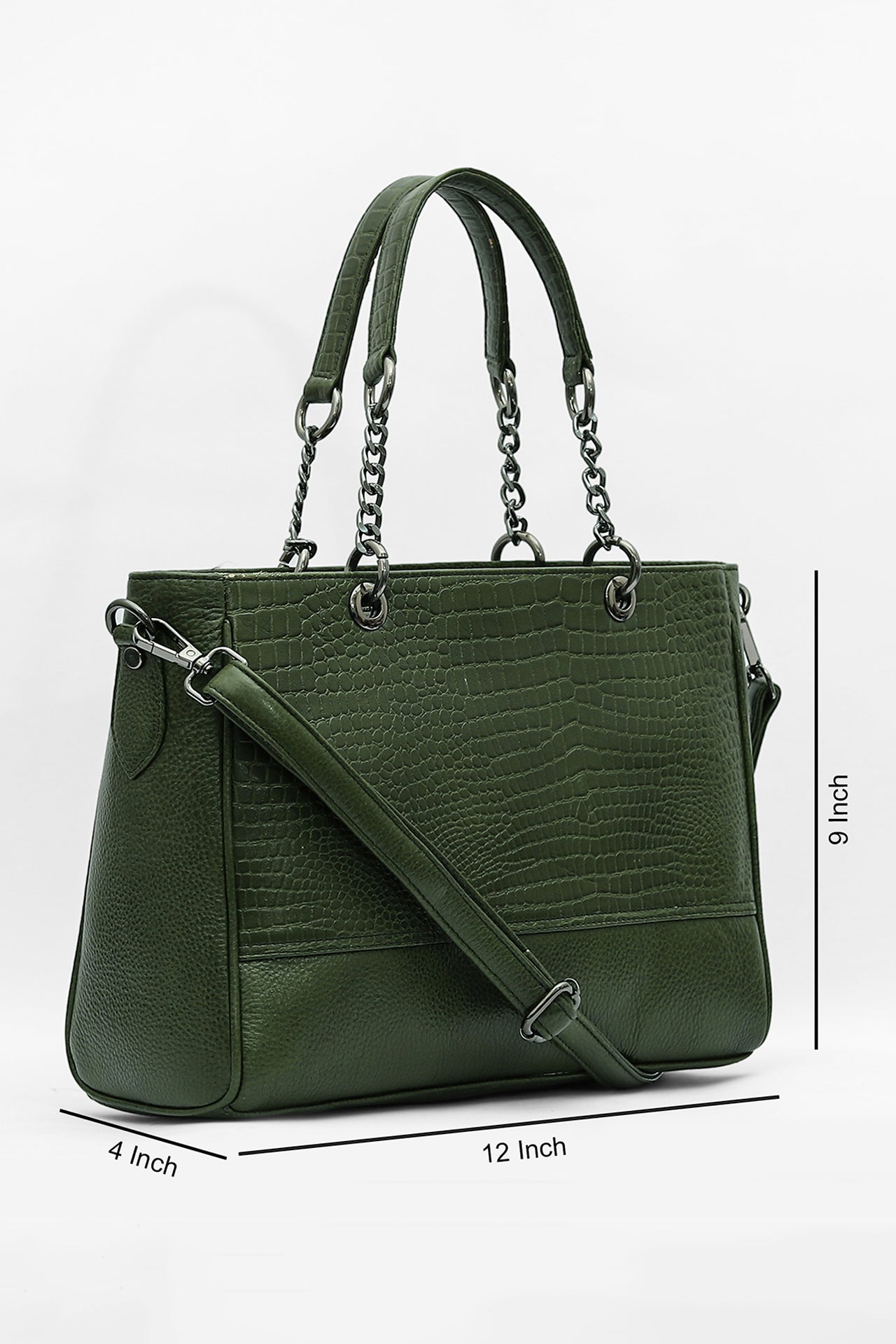 Elegant Leather Handbag with Chain Handles
