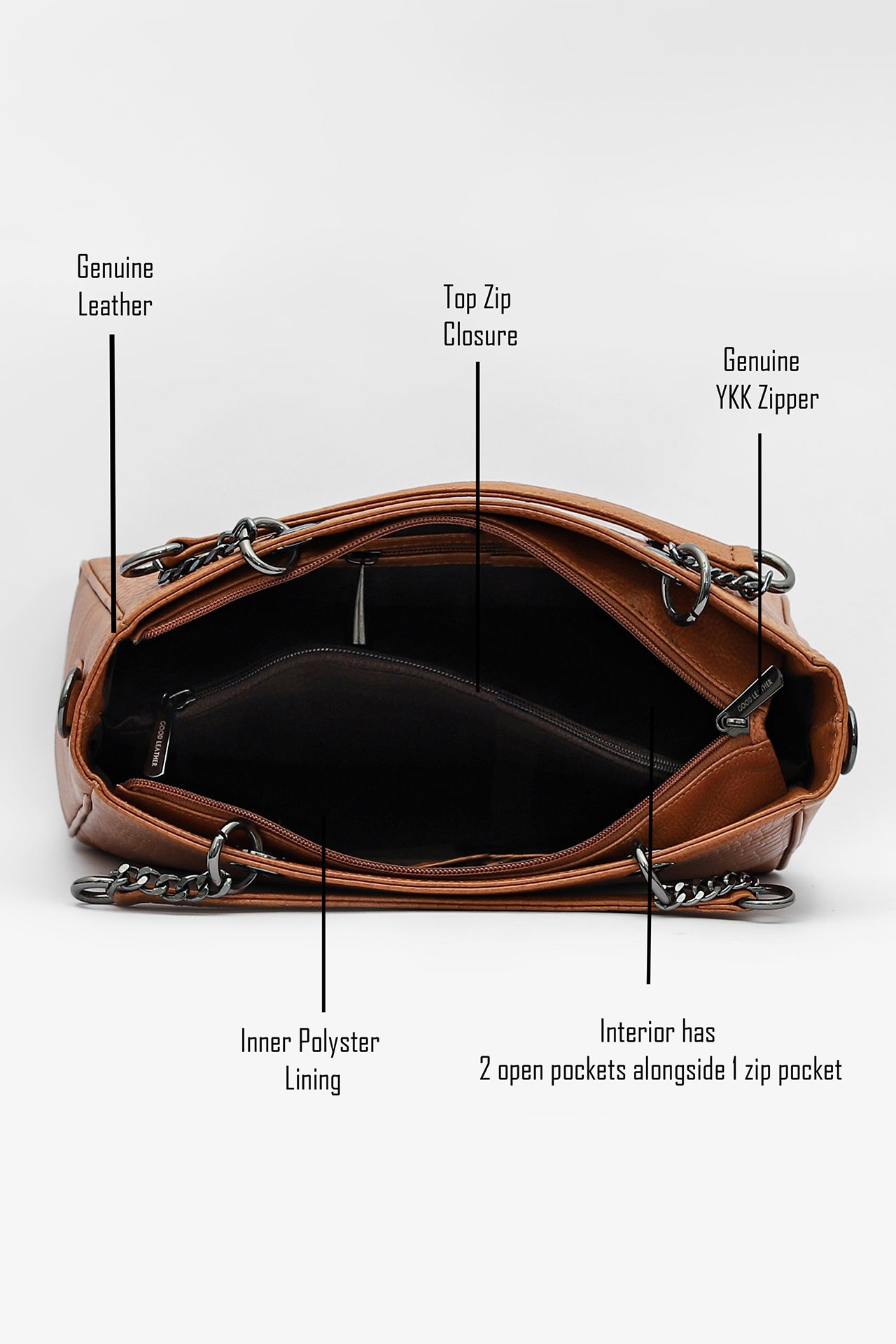 Elegant Leather Handbag with Chain Handles