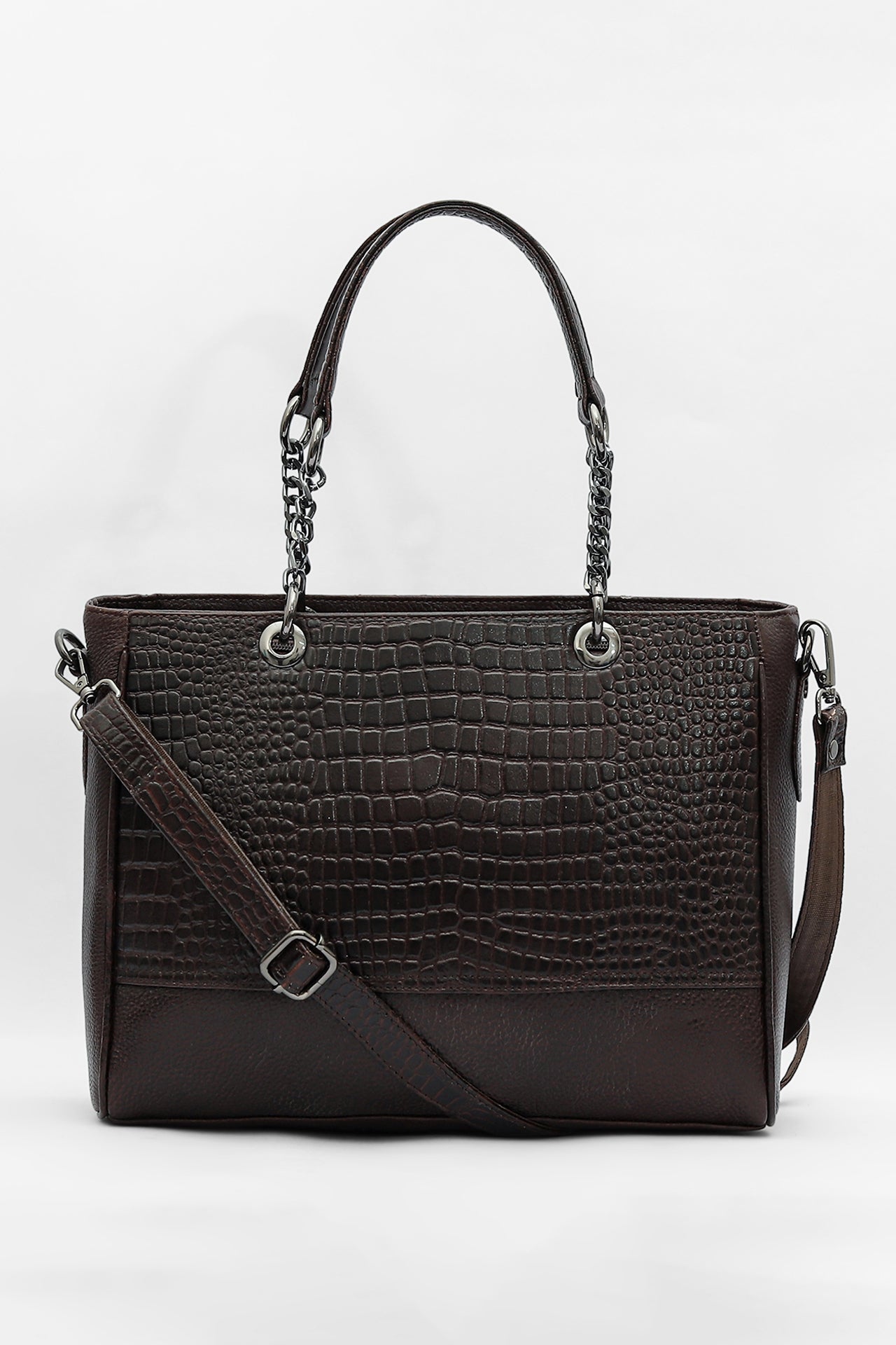 Elegant Leather Handbag with Chain Handles