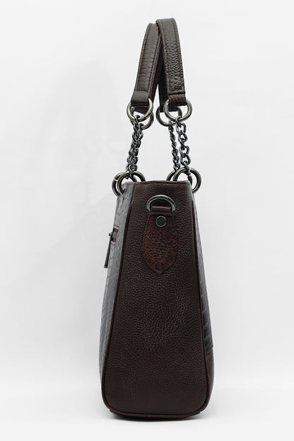 Elegant Leather Handbag with Chain Handles