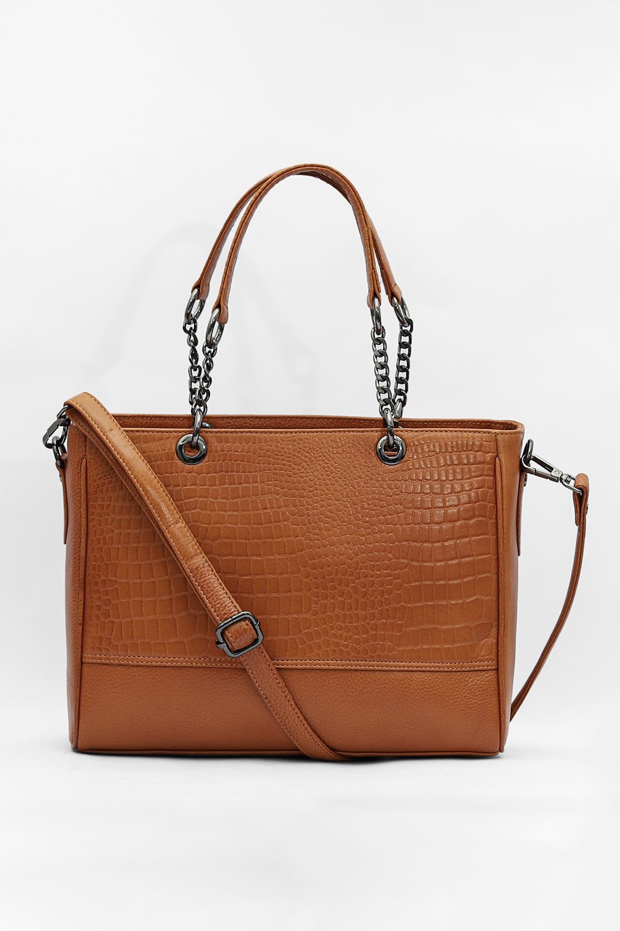 Elegant Leather Handbag with Chain Handles