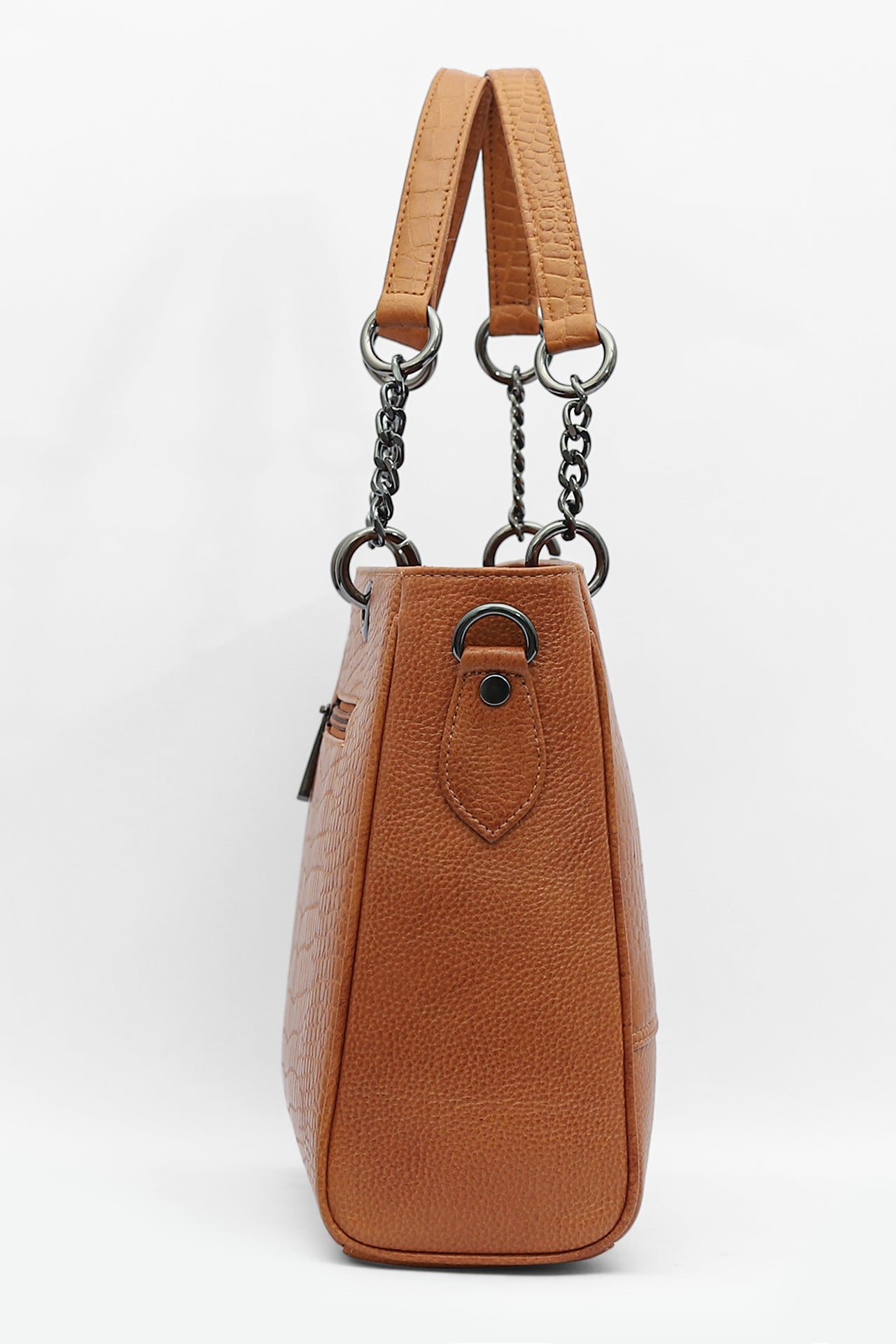 Elegant Leather Handbag with Chain Handles