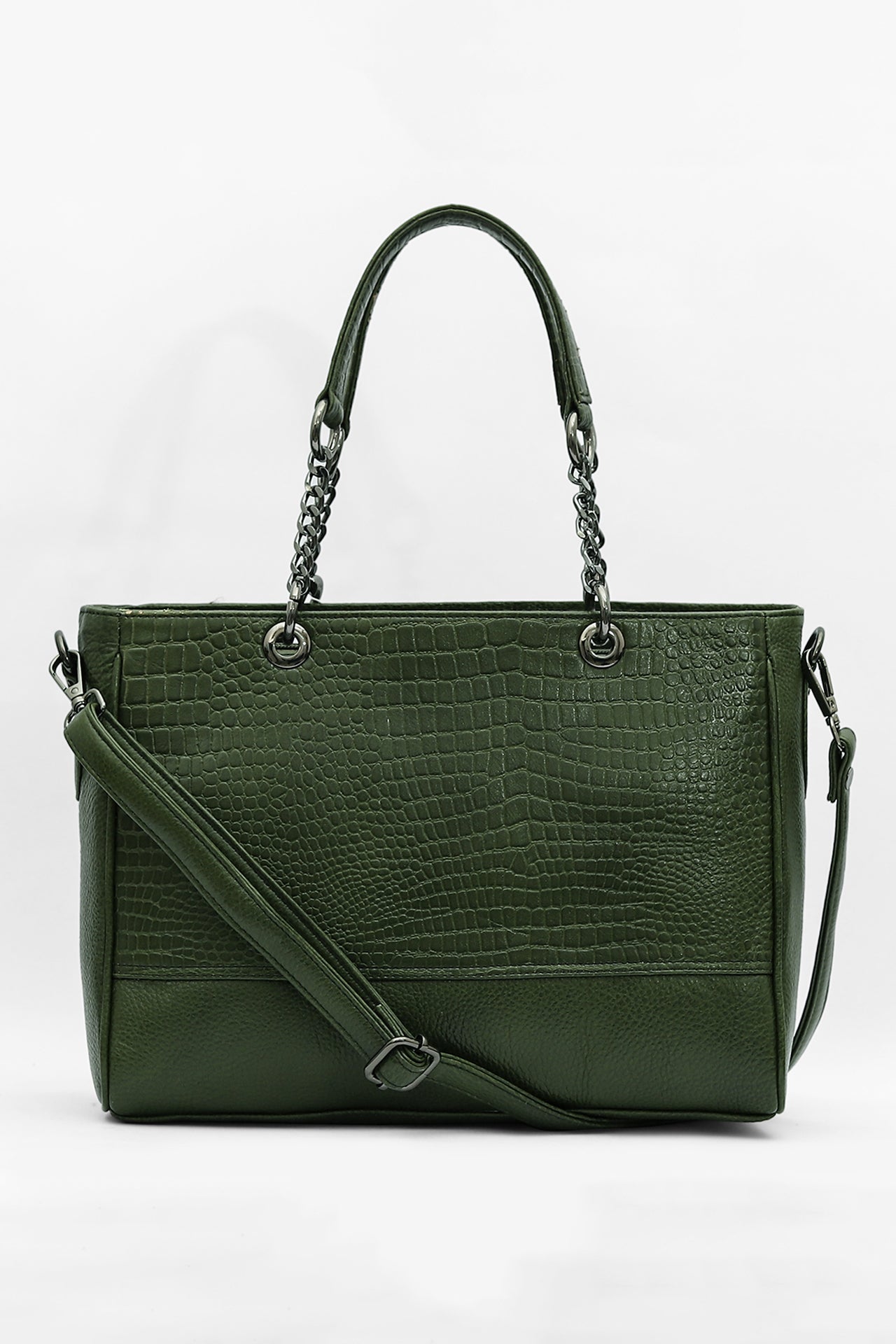 Elegant Leather Handbag with Chain Handles