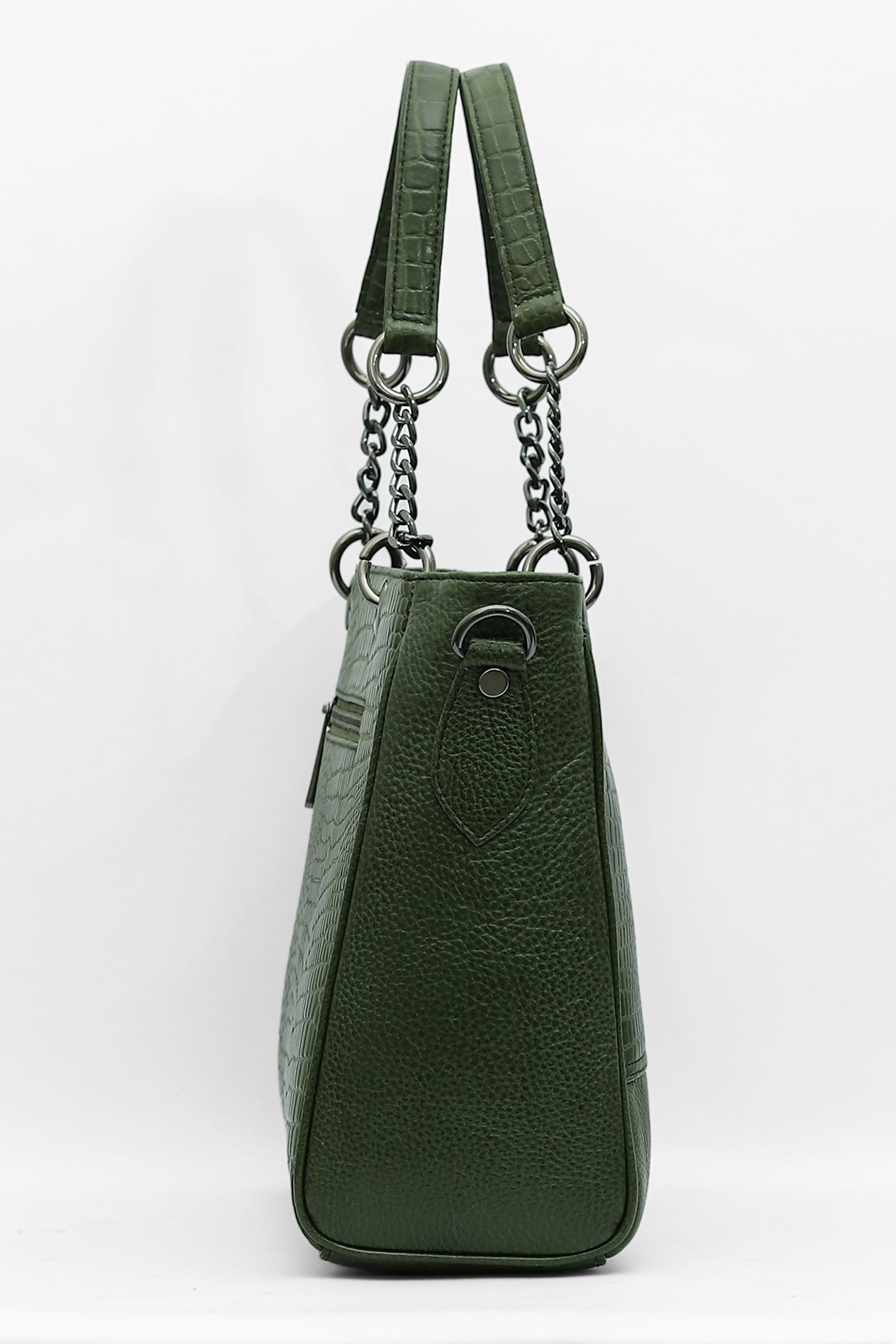 Elegant Leather Handbag with Chain Handles