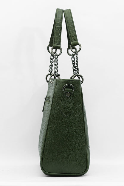 Elegant Leather Handbag with Chain Handles