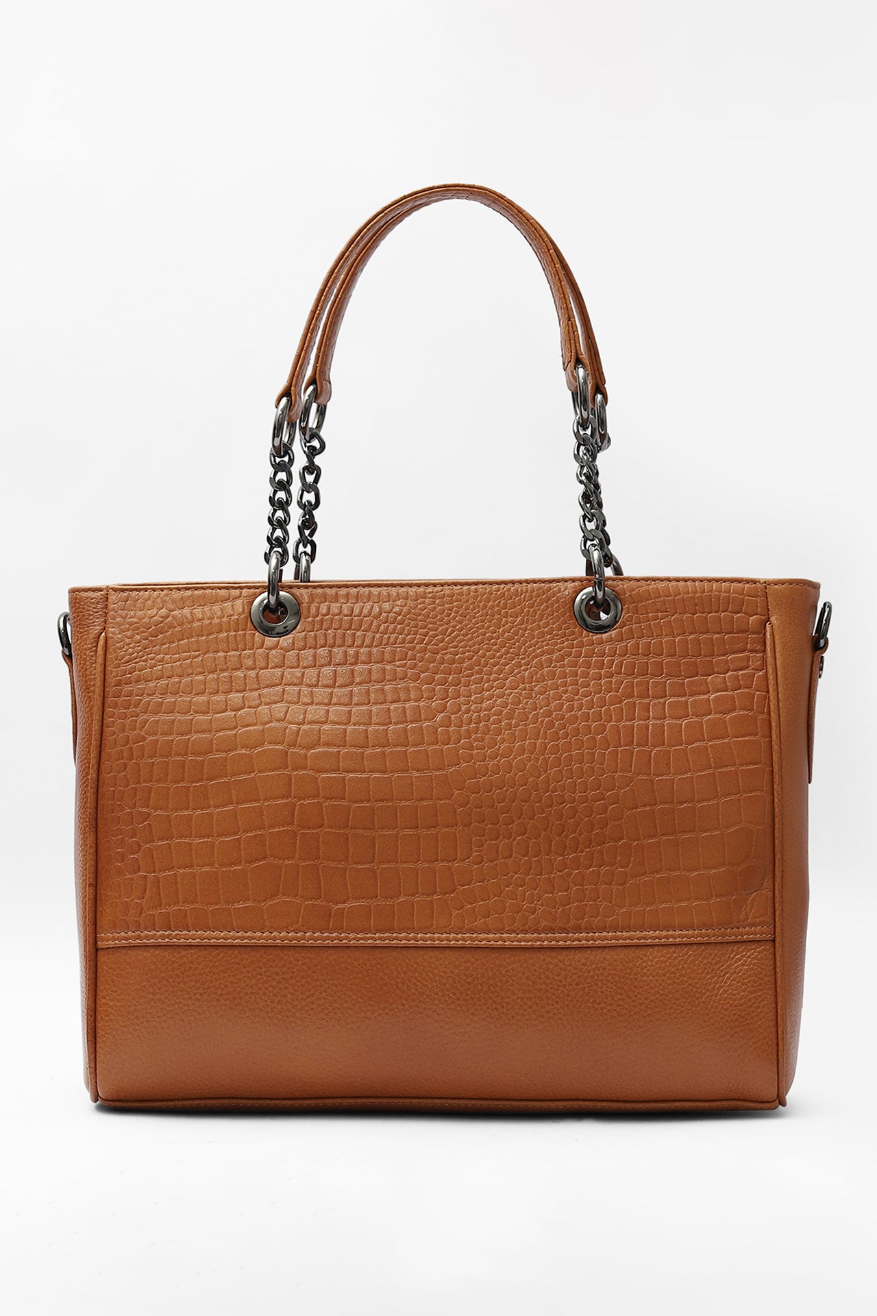 Elegant Leather Handbag with Chain Handles