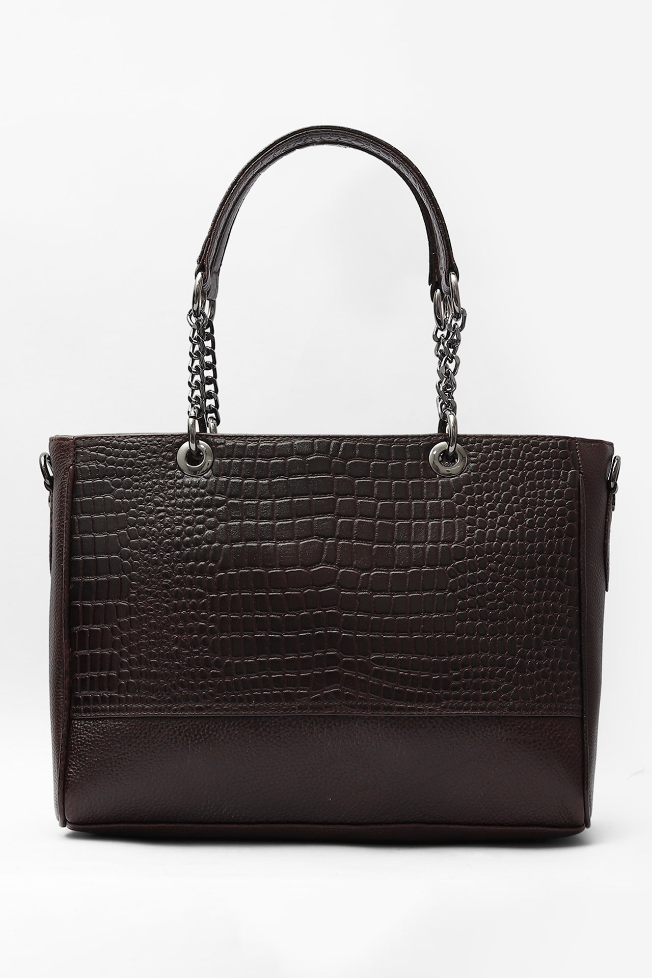 Elegant Leather Handbag with Chain Handles
