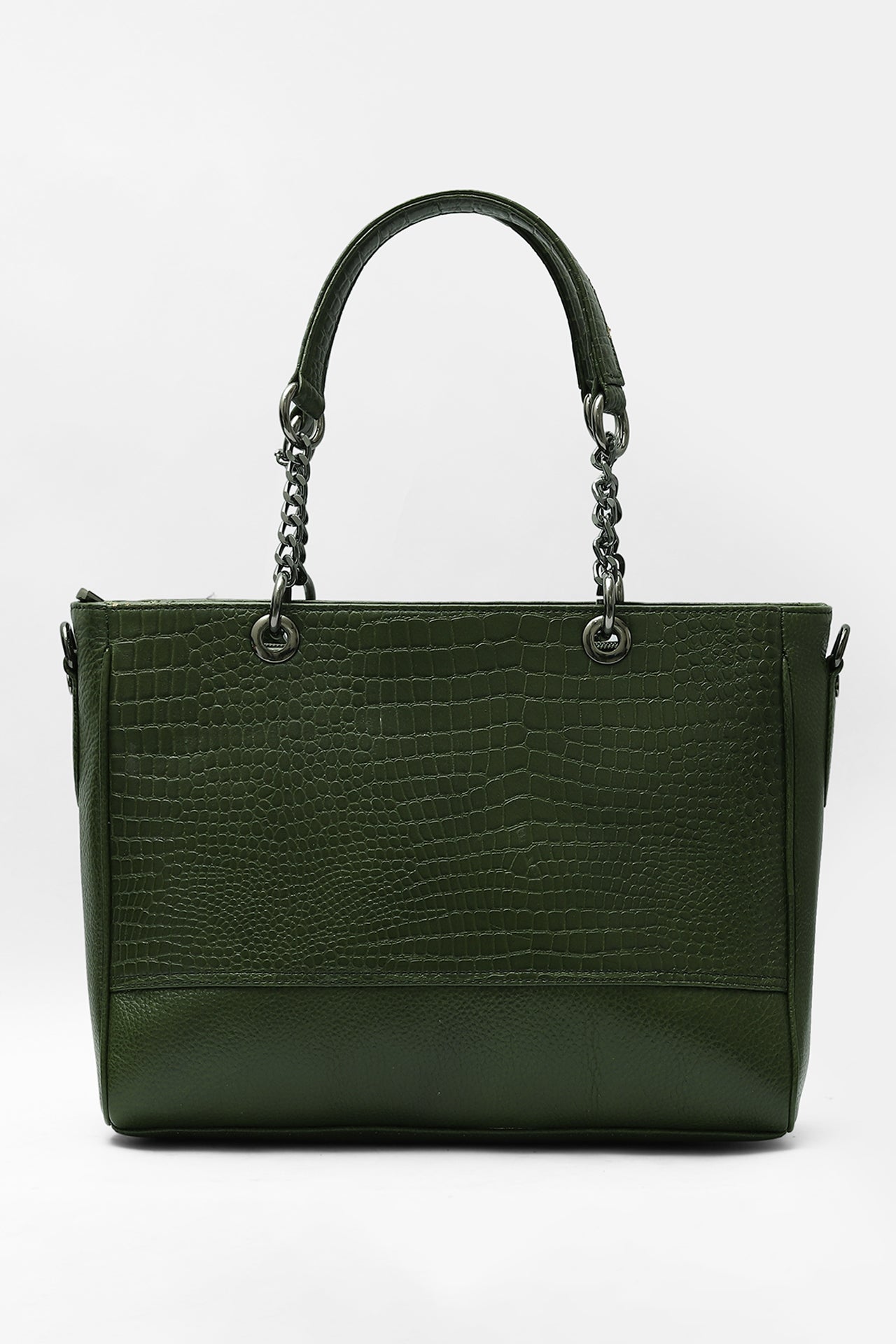 Elegant Leather Handbag with Chain Handles