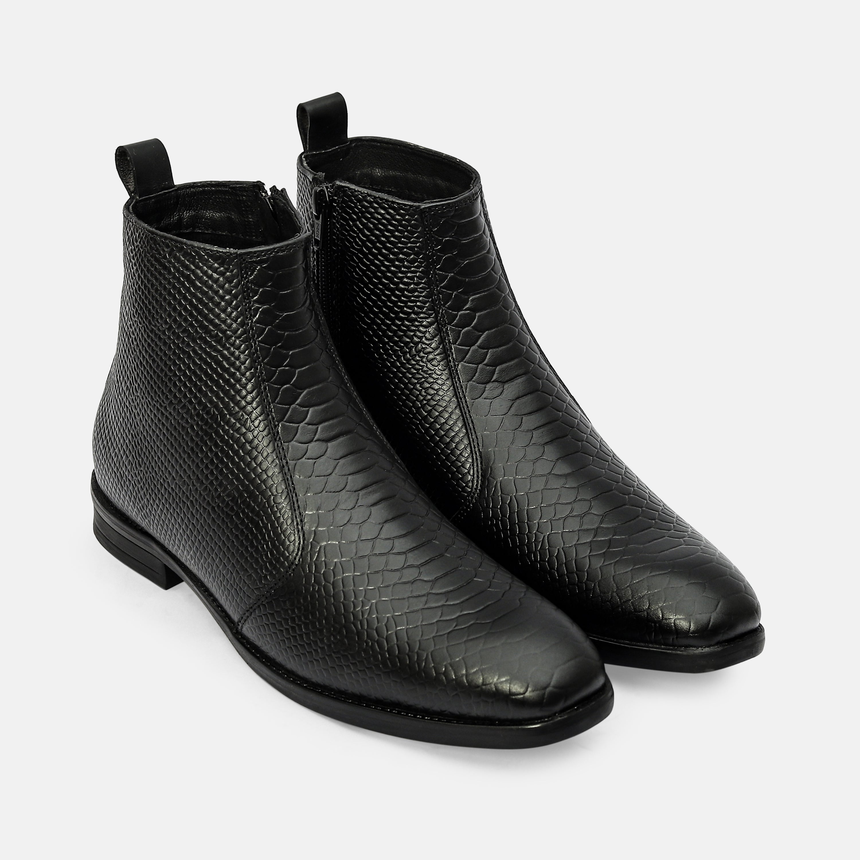 Textured Leather Chelsea Boots