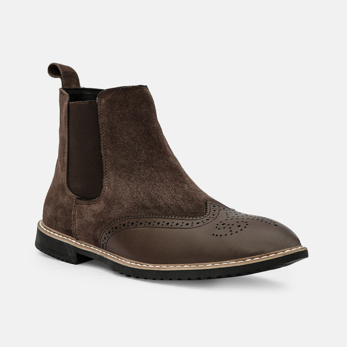 Dual-Tone Brogue Suede Chelsea Boot – Good Leather Garments