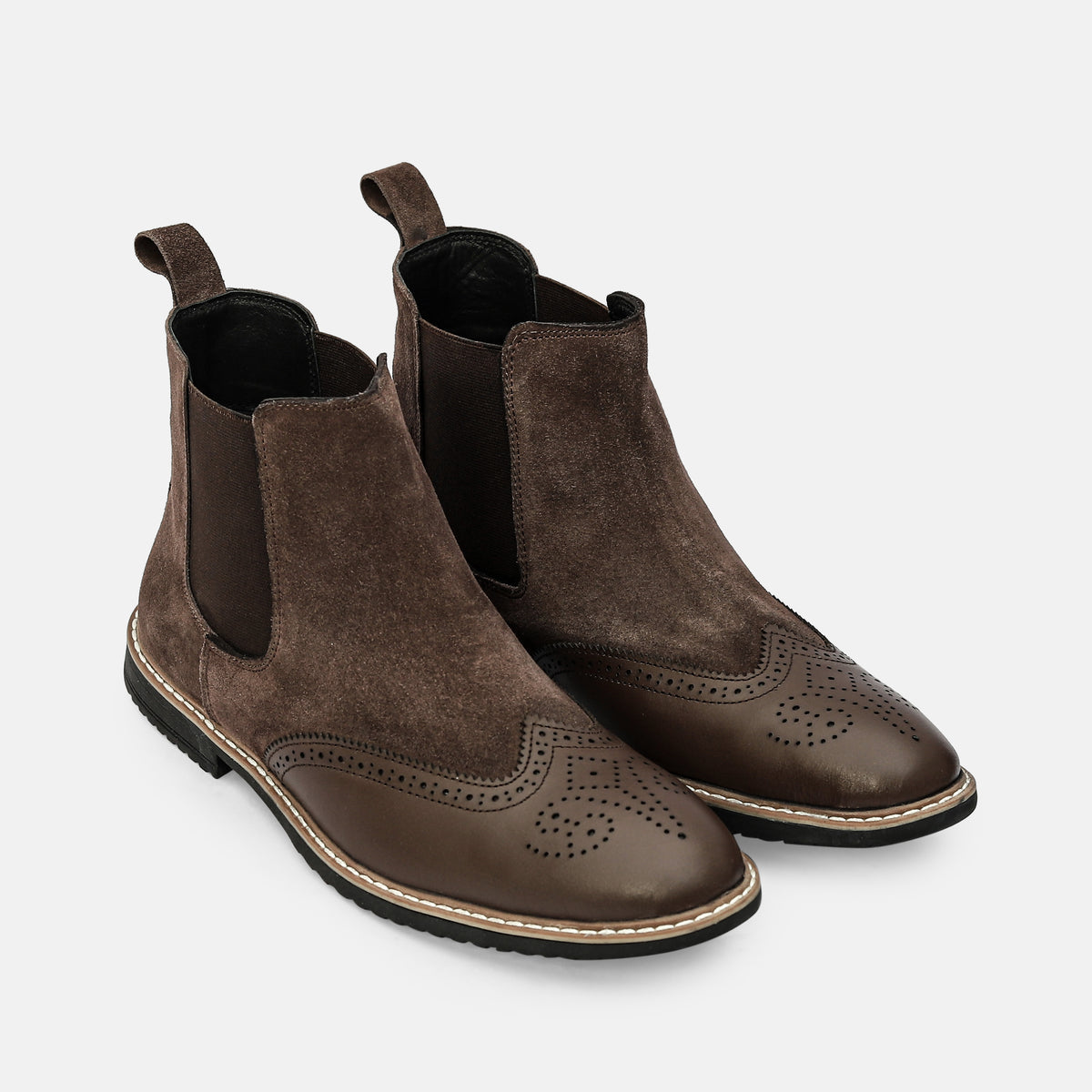 Dual-Tone Brogue Suede Chelsea Boot – Good Leather Garments