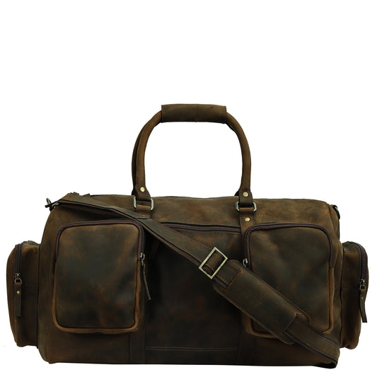 Handcrafted Crunch Leather Duffle Bag