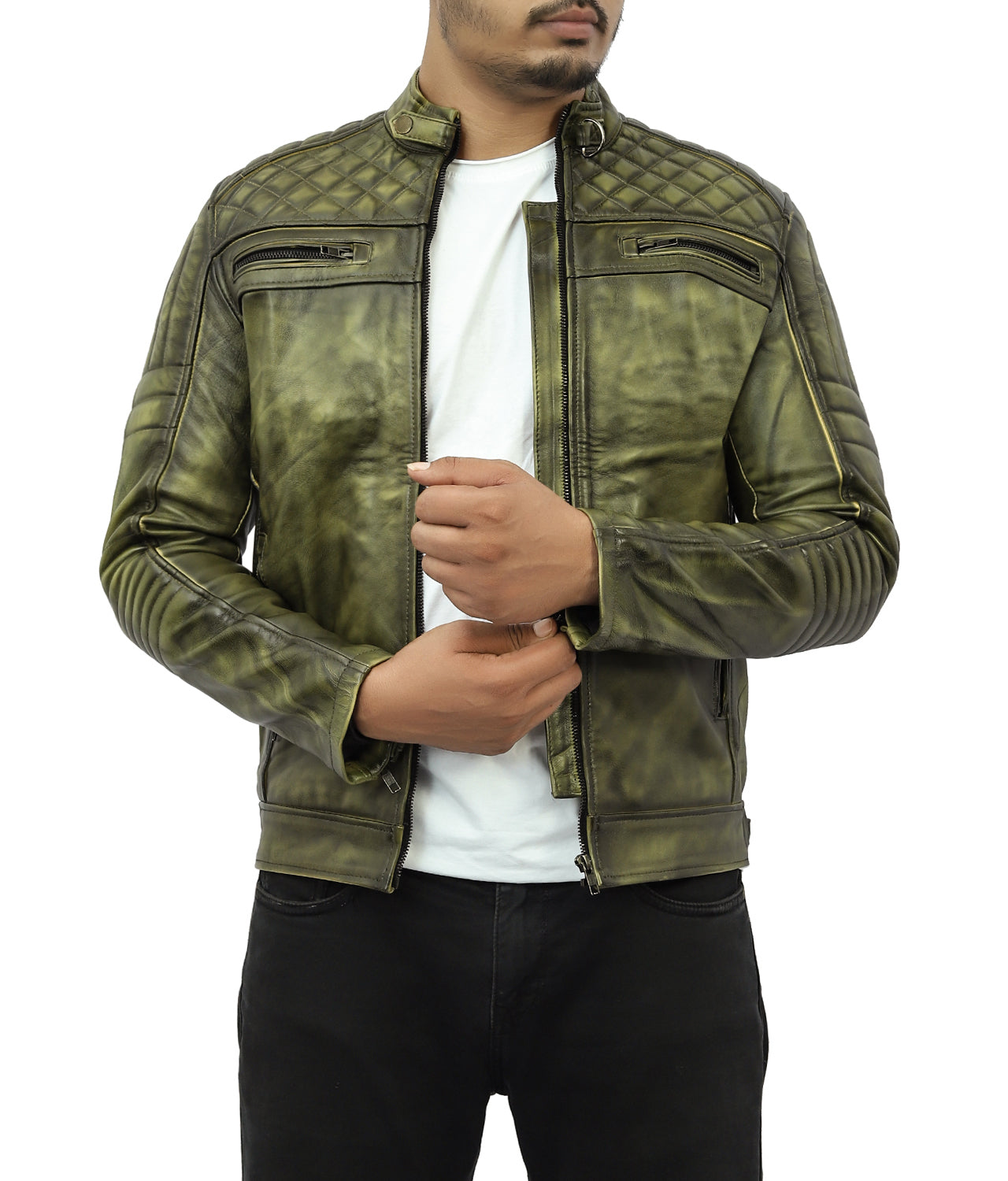 Quilted moto jacket best sale