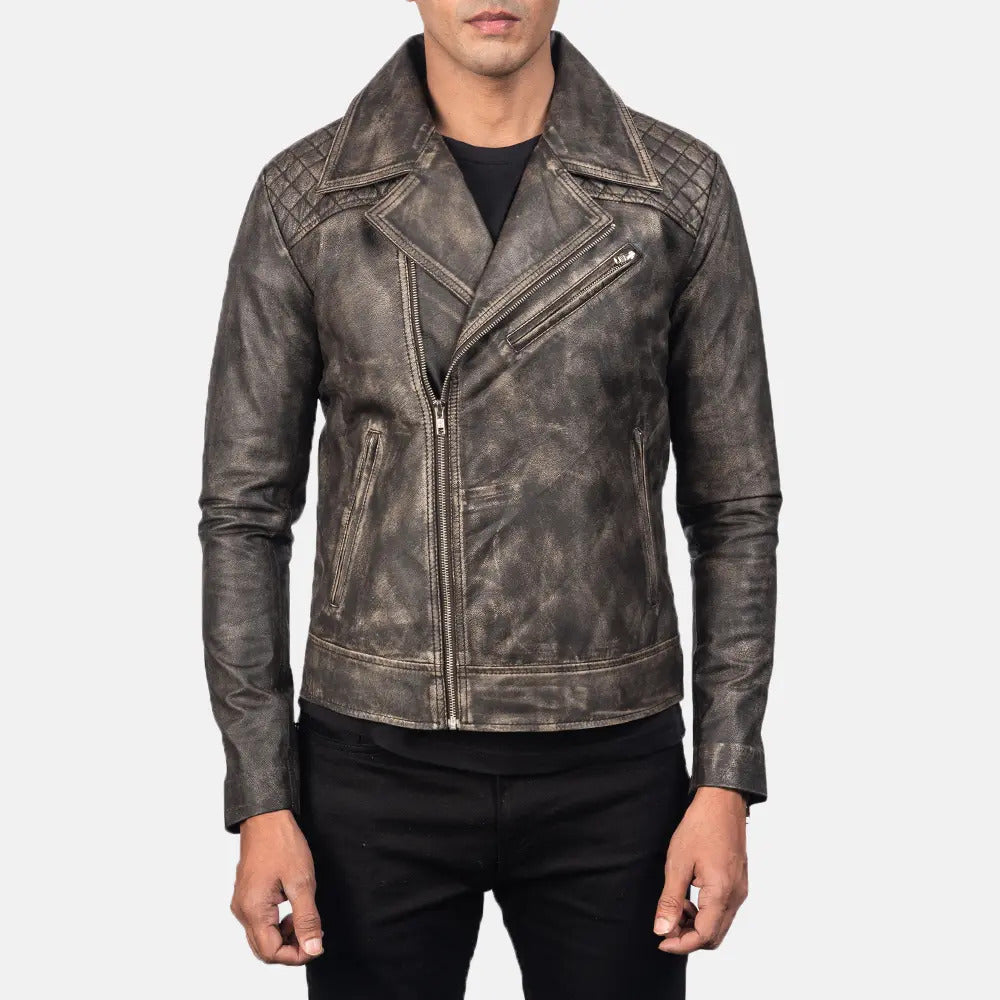 Danny Quilted  Leather Biker Jacket