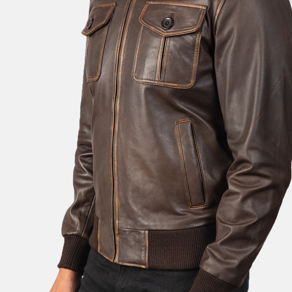 Aaron  Leather Bomber Jacket