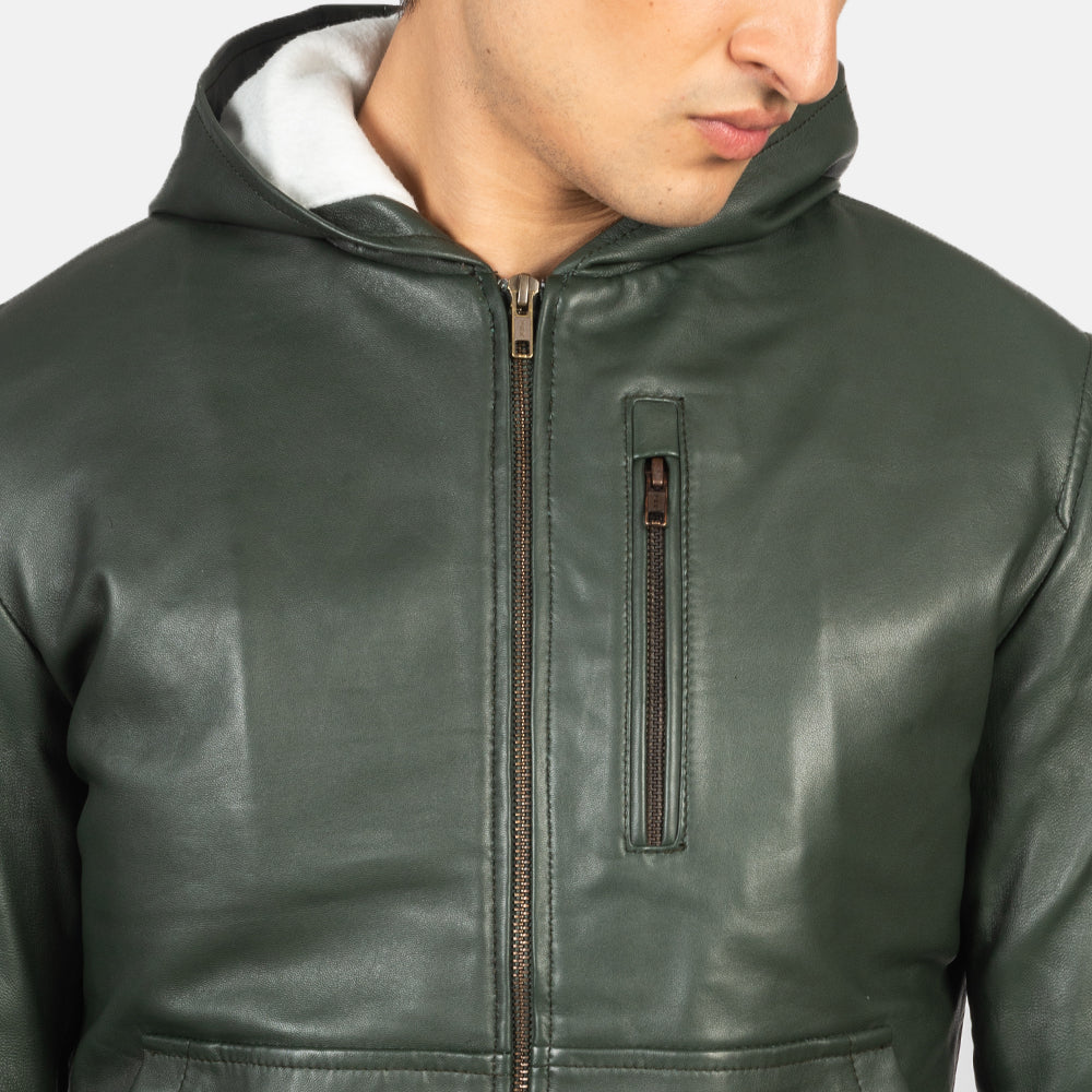 Baston Hooded Leather Biker Jacket