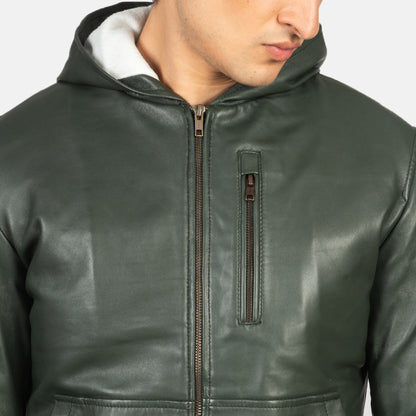 Baston Hooded Leather Biker Jacket