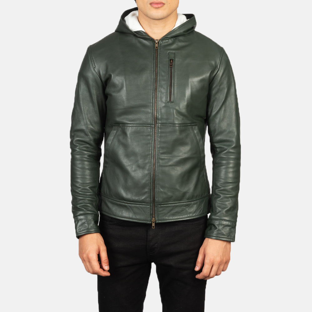 Baston Hooded Leather Biker Jacket