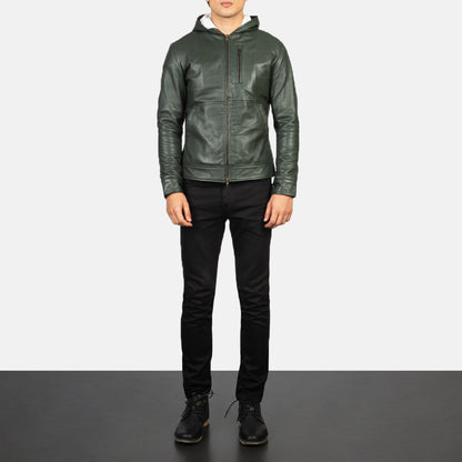 Baston Hooded Leather Biker Jacket